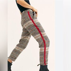 Free People Good Vibes Straight Leg Plaid Grunge Skater Trouser Pants Size 6